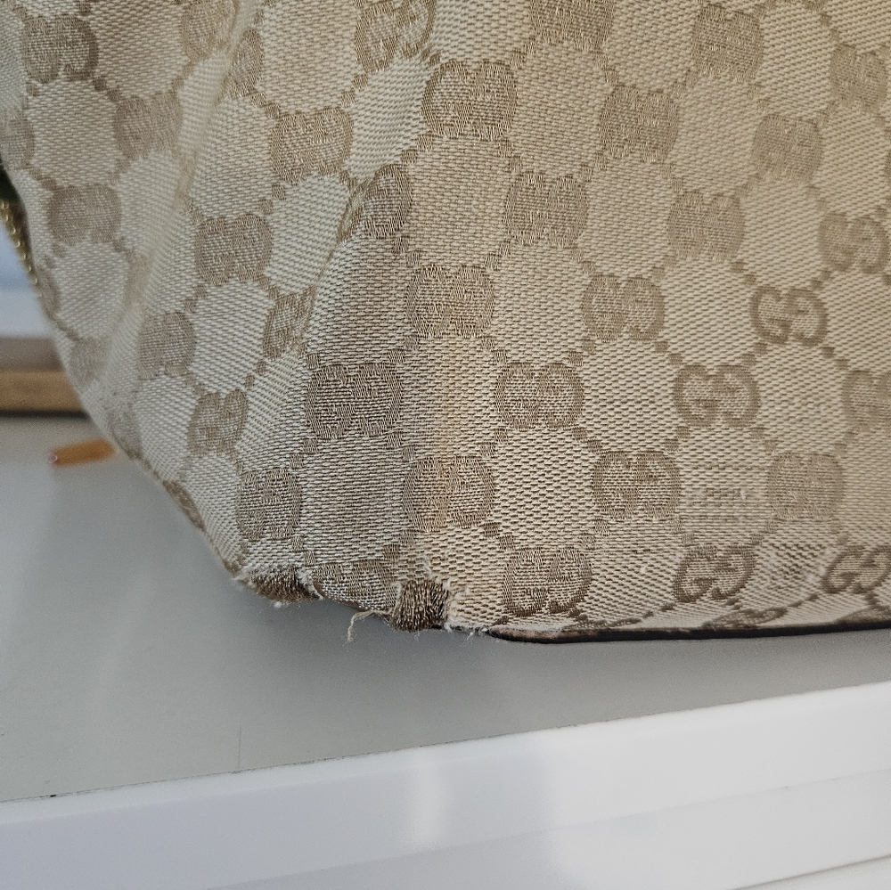 Gucci Tote Sherry Line Pink/Tan Webbing - Picture 5 of 10